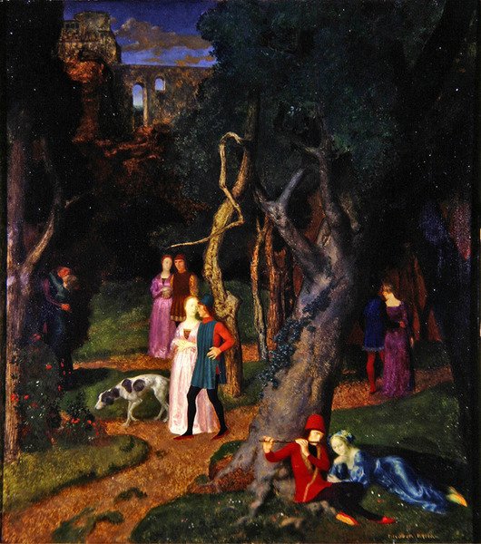 A Dekameron, A Villa kertje (olaj, panel) alkotó: Theodor Baierl