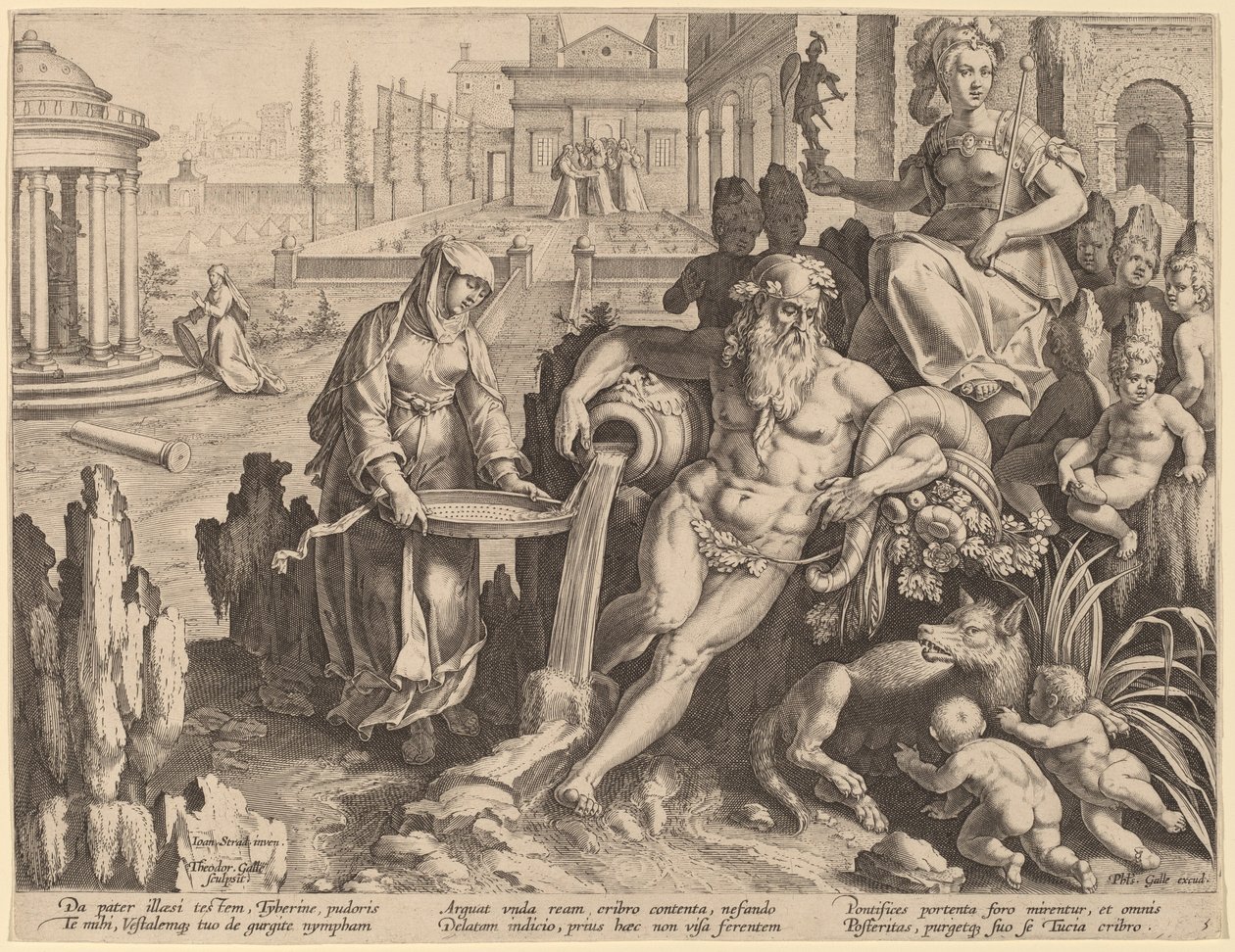 A Vestal Virgin Tuccia alkotó: Theodor Galle after Jan van der Straet