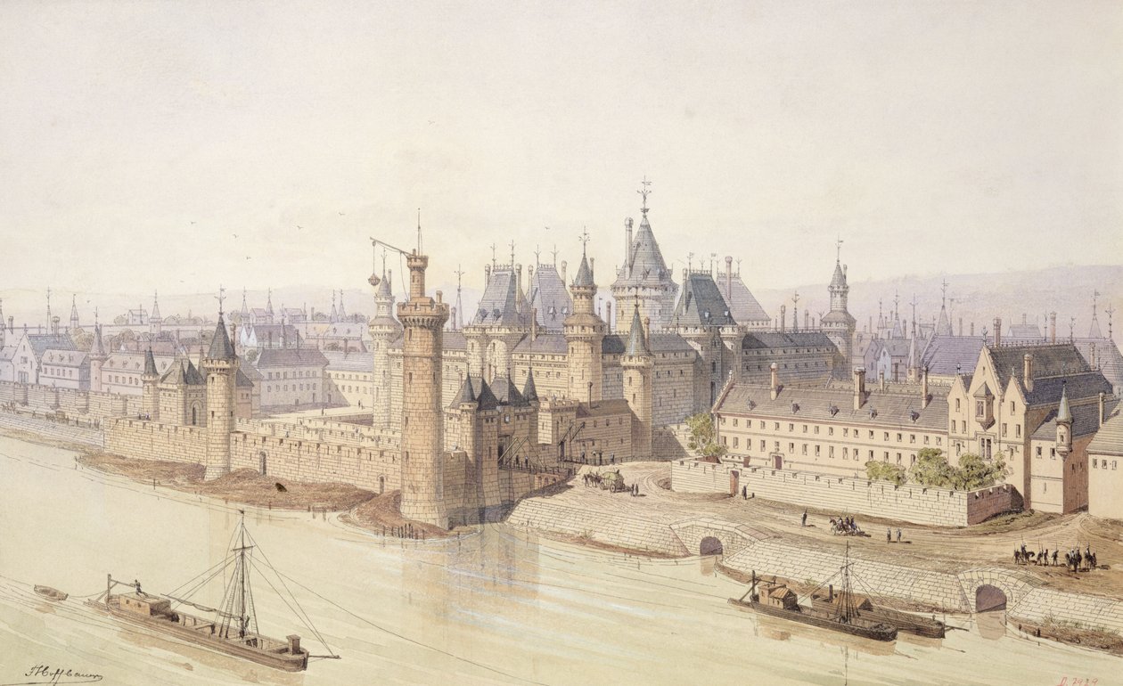 A Louvre V. Károly (1337-80) „A bölcs” uralkodása idején (toll, tinta és WC papíron) alkotó: Theodor Josef Hubert Hoffbauer
