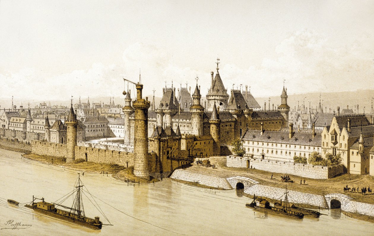 The Louvre in the 16th century, c.1880 (illustration) alkotó: Theodor Josef Hubert Hoffbauer
