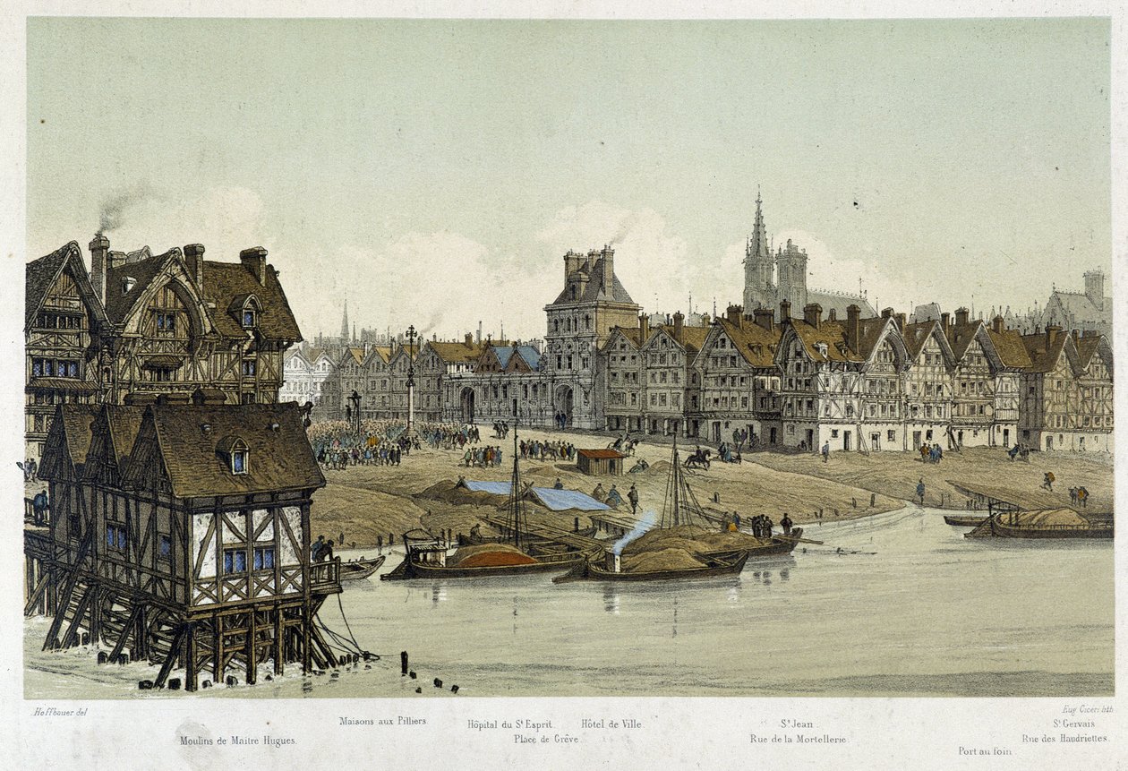 Kilátás a Hotel de Ville de Paris épületére alkotó: Theodor Josef Hubert Hoffbauer