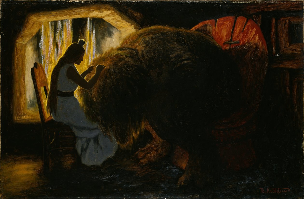 A hercegnő szedés tetvek a Trolltól alkotó: Theodor Kittelsen