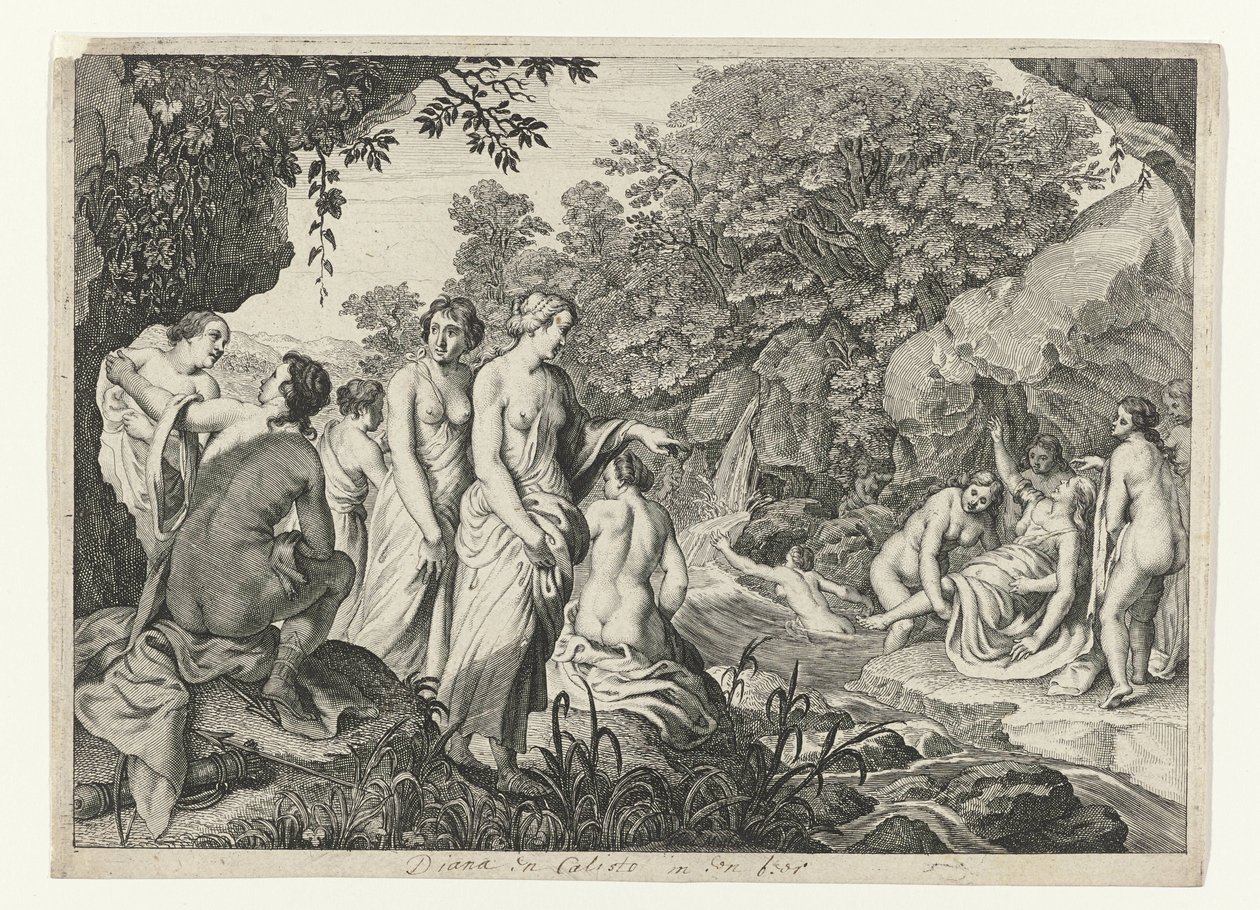 Diana felfedezi Callisto terhességét Ovidius metamorfózisai (sorozat címe) alkotó: Theodor Matham