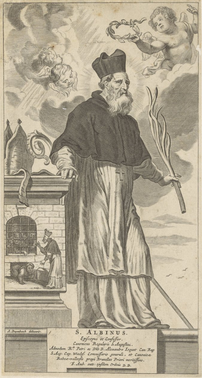 H. Albinus van Angers Szent Albinus. Püspök és gyóntató (cím a tárgyon) alkotó: Theodor Matham