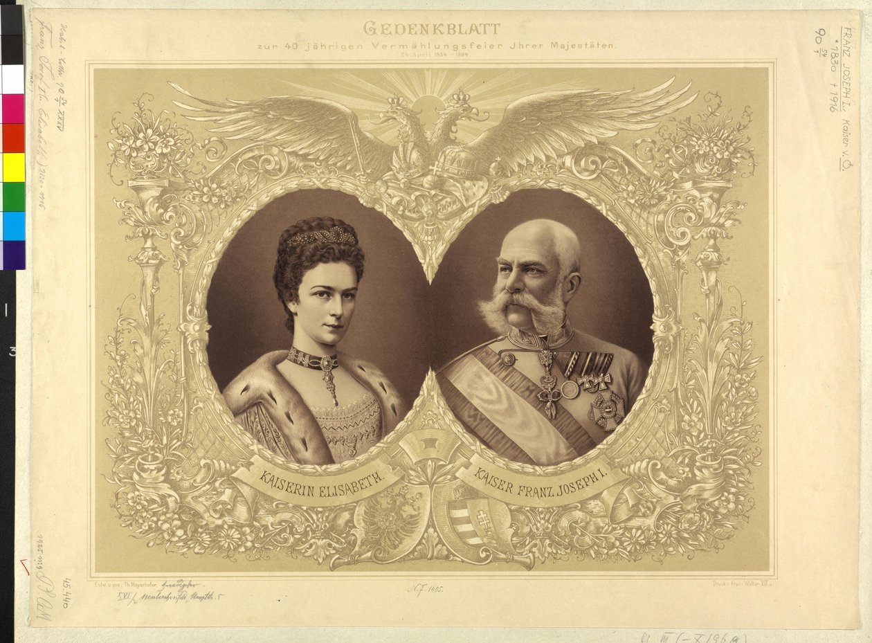 Ausztria császára családjával Emléklap a 40 éves esküvői ünnepségről Őfelsége 24. április 1854 1894 alkotó: Theodor Mayerhofer