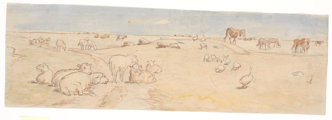 Birkák és libák a Saltholmon (tervezet a puncstál díszítéséhez) alkotó: Theodor Philipsen