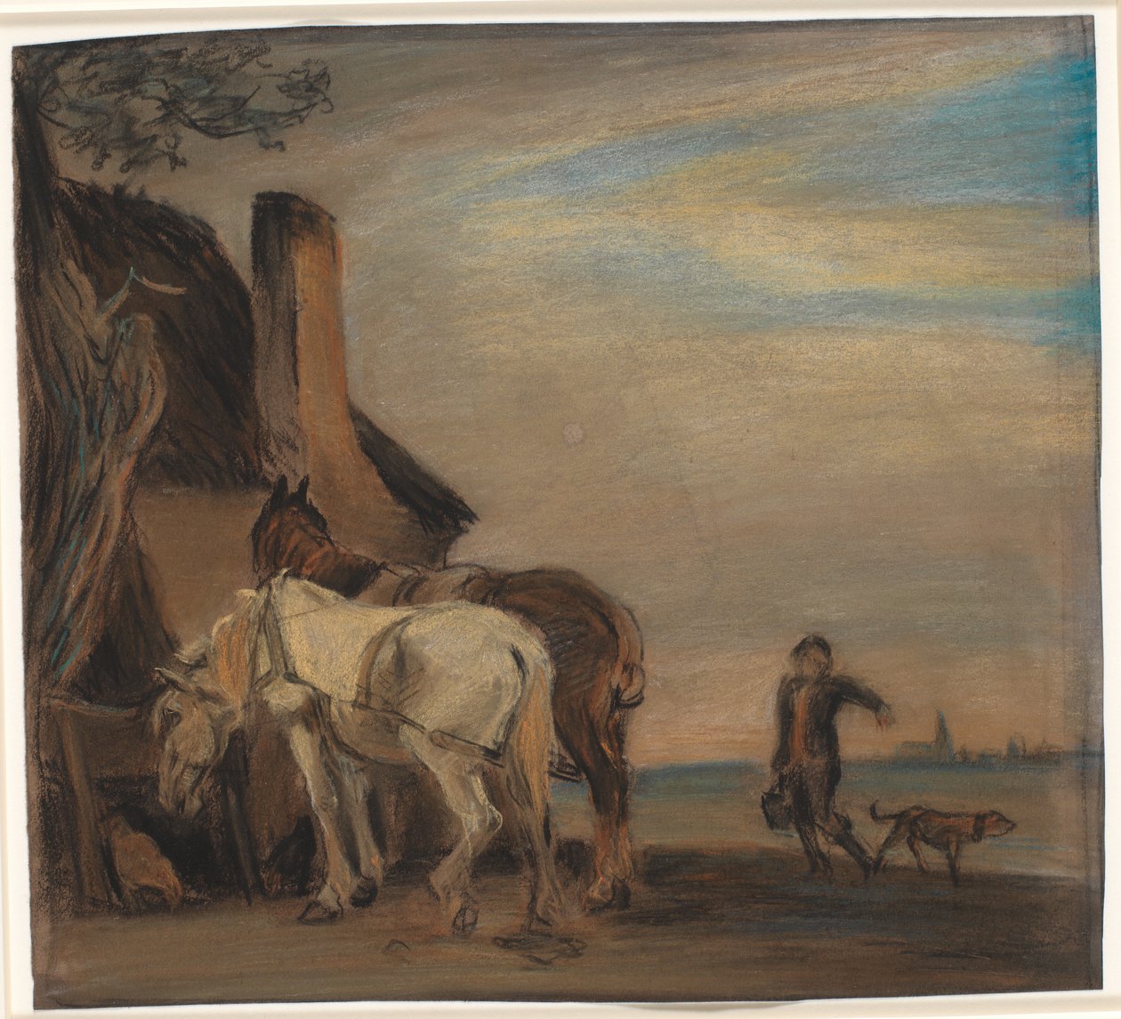 Karl vizet hoz két lónak (másolat Paulus Potter festménye után a Louvre-ban) alkotó: Theodor Philipsen