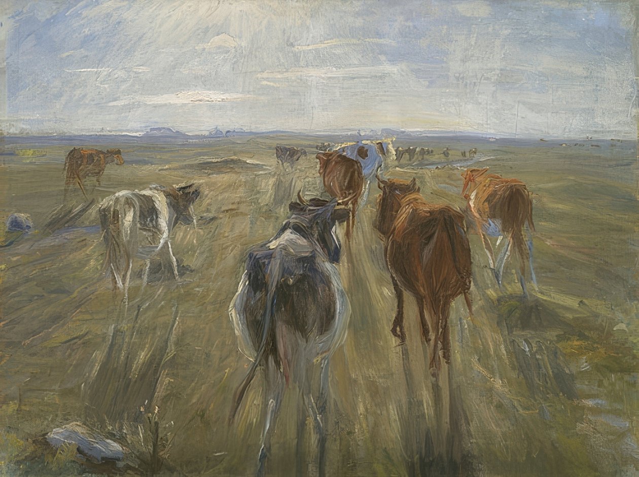 Hosszú árnyékok. Tehenek Saltholm szigetén. 1890 körül alkotó: Theodor Philipsen