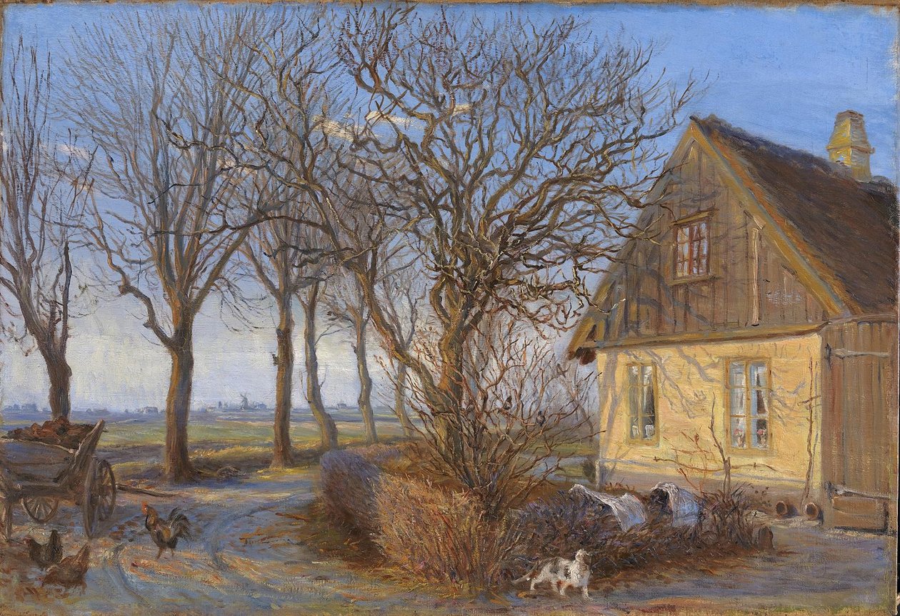 Egy parasztházon kívül. Maglebylille alkotó: Theodor Philipsen