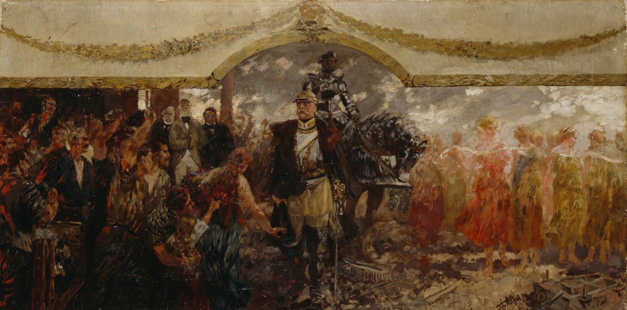Az emberek tisztelegnek Bismarck előtt, 1911 alkotó: Theodor Rocholl