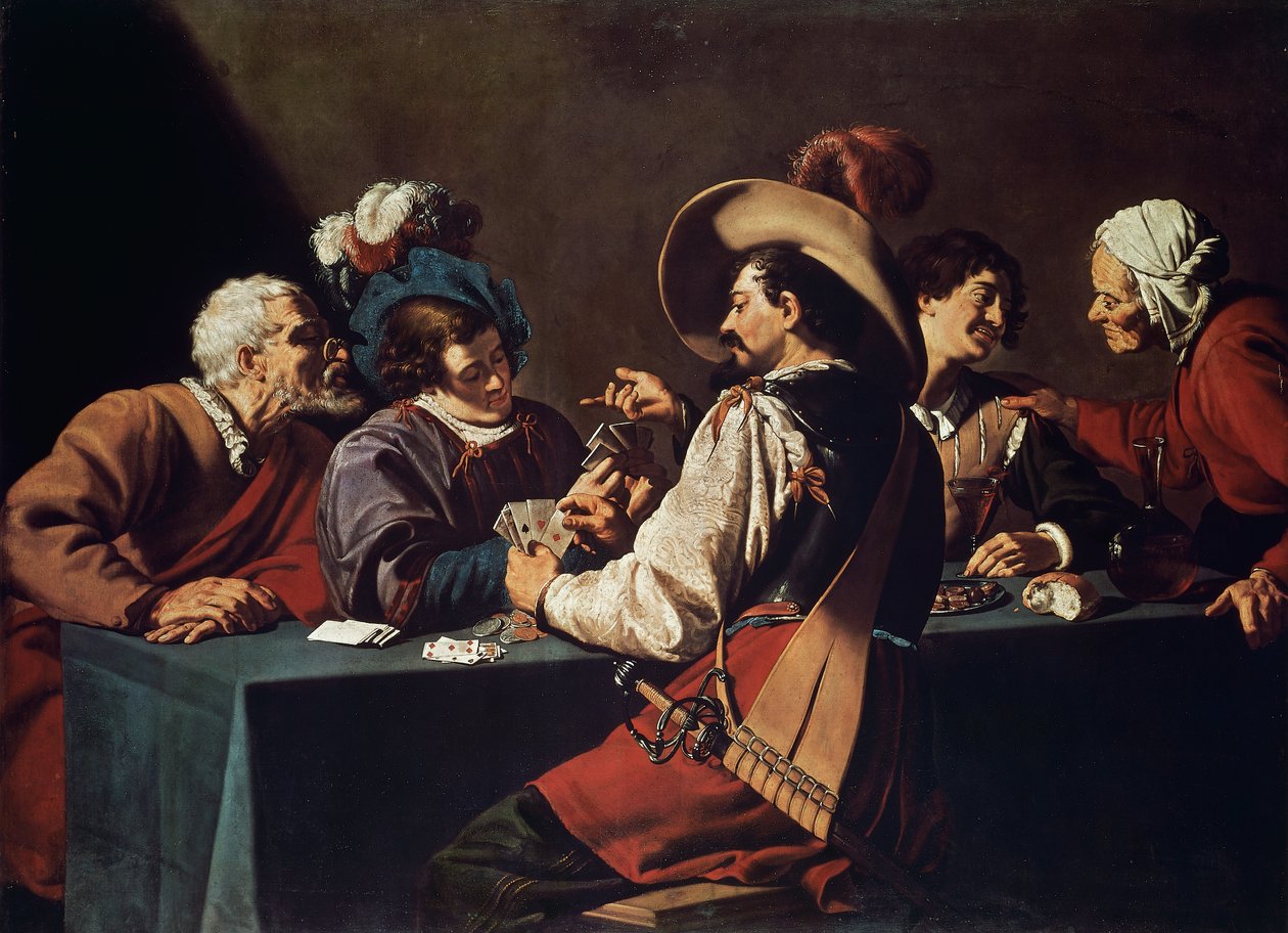 Kártyázók, Theodor Rombouts (1597-1637), olaj, vászon. Flandria alkotó: Theodor Rombouts