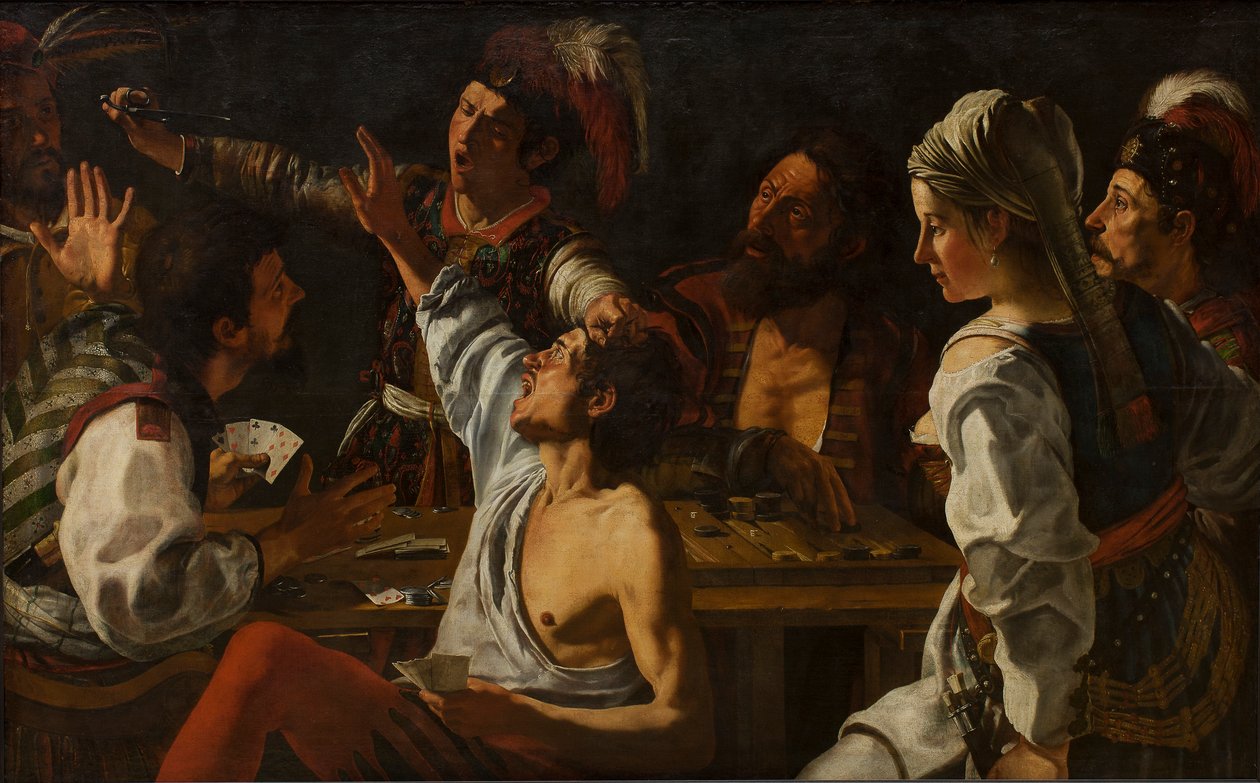Kártya és Backgammon játékosok. Harc a kártyákért, c. 1620-30 (olaj, vászon) alkotó: Theodor Rombouts