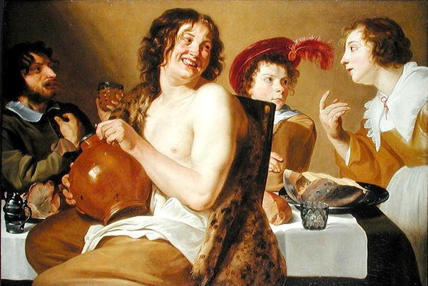 Egy asztal körül evő-ivó alakok alkotó: Theodor Rombouts