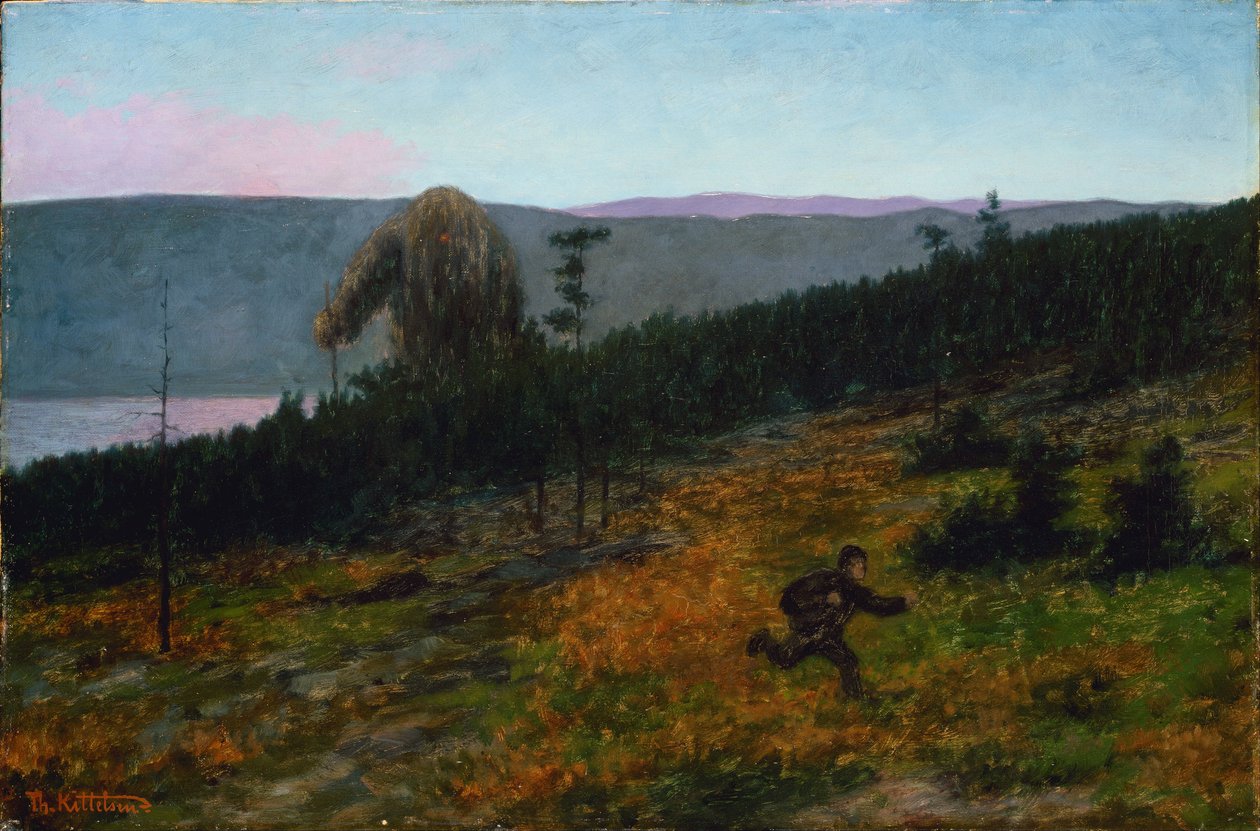 ""Askeladden et le troll"" Personnage du folklore norvegien - Peinture de Theodor Kittelsen (1857-1914) 1900 National Museum of Art, Oslo Norvege alkotó: Theodor Kittelsen