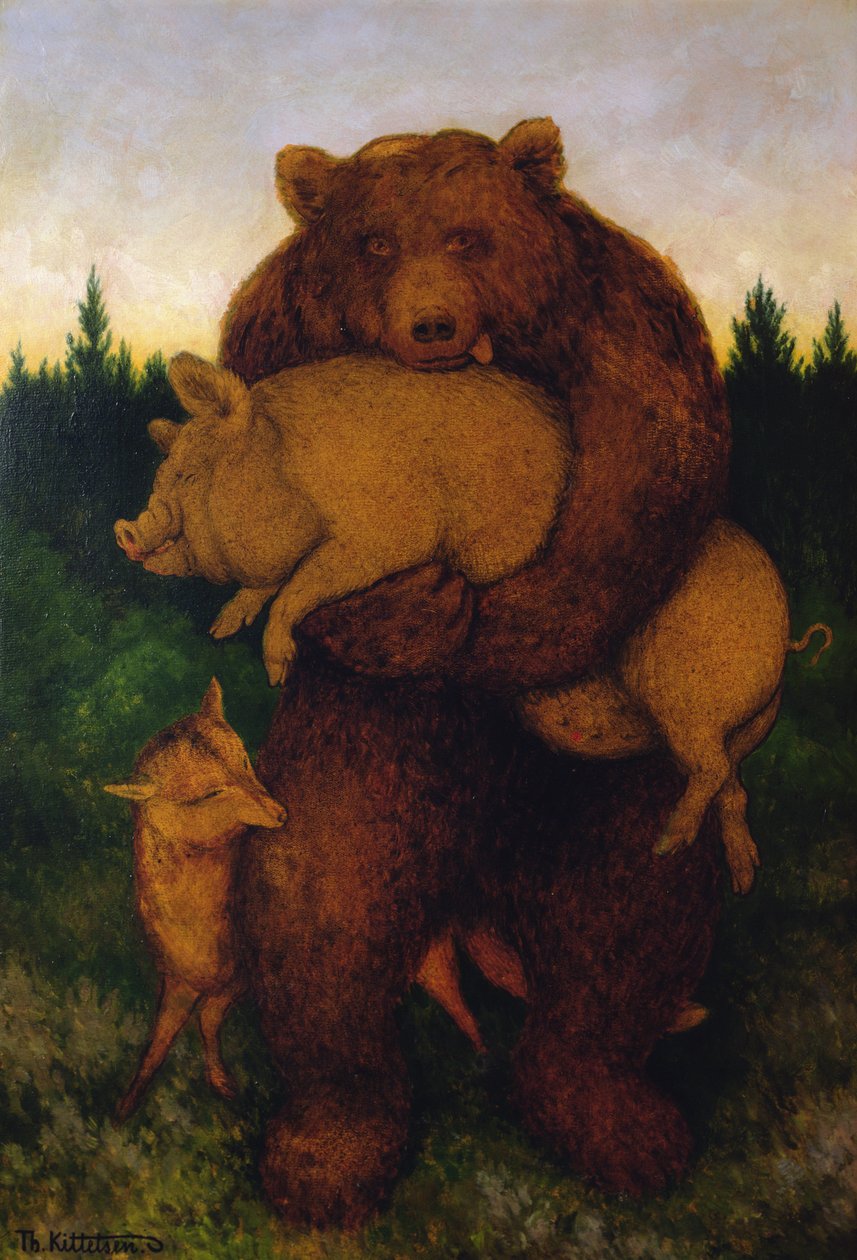 Hús, mondta a medve (olaj, vászon) alkotó: Theodor Kittelsen
