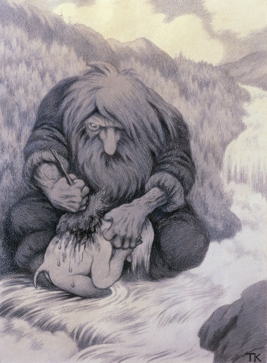 A troll, aki mossa a kölykét alkotó: Theodor Kittelsen