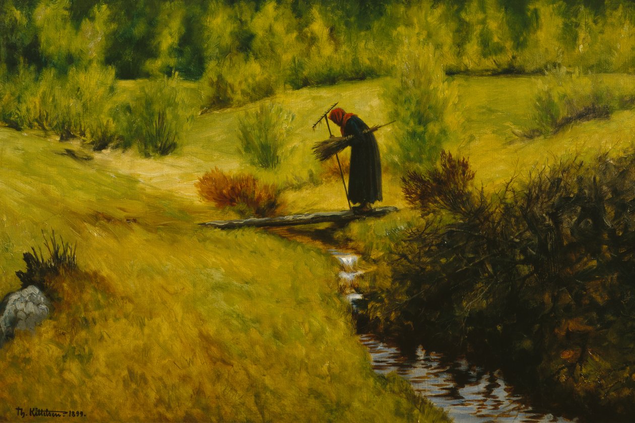 Az öregasszony (feleség) a patak mellett alkotó: Theodor Kittelsen