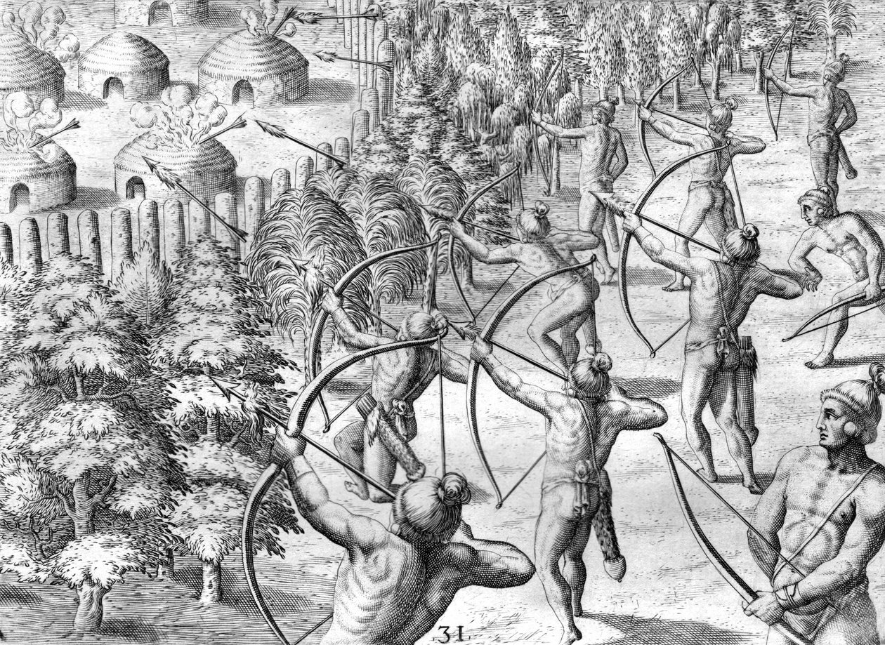 Egy potanói tábor támadása alkotó: Theodor de Bry