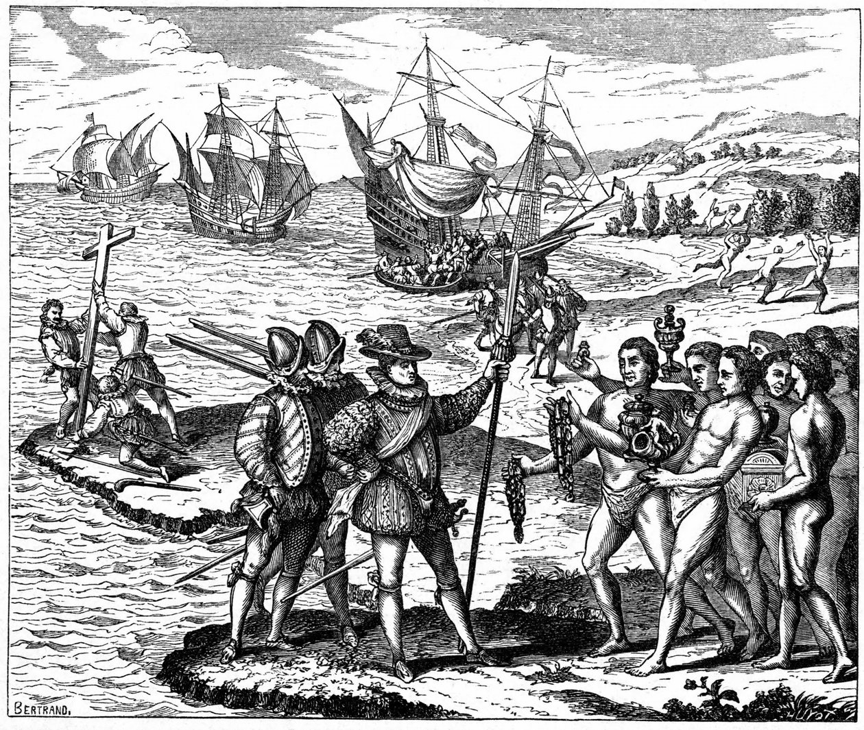 Kolumbusz Kristóf (1451-1506) genovai felfedező, Amerika felfedezése – 1492. május 12. Theodore de Bry 1590-es metszetéből. alkotó: Theodor de Bry