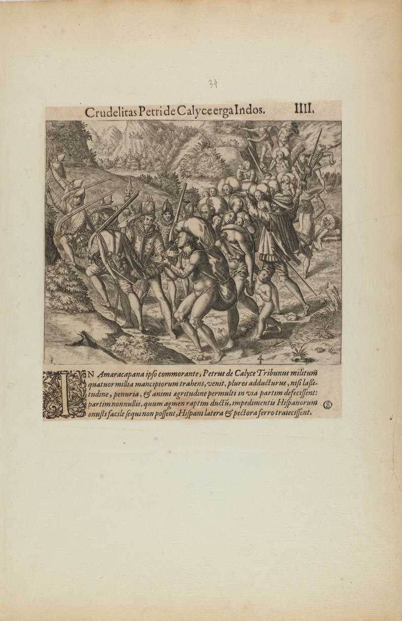 Crudelitas Petride Calyce Erga Indos. III. (a könyvből, Americae, negyedik rész) alkotó: Theodor de Bry