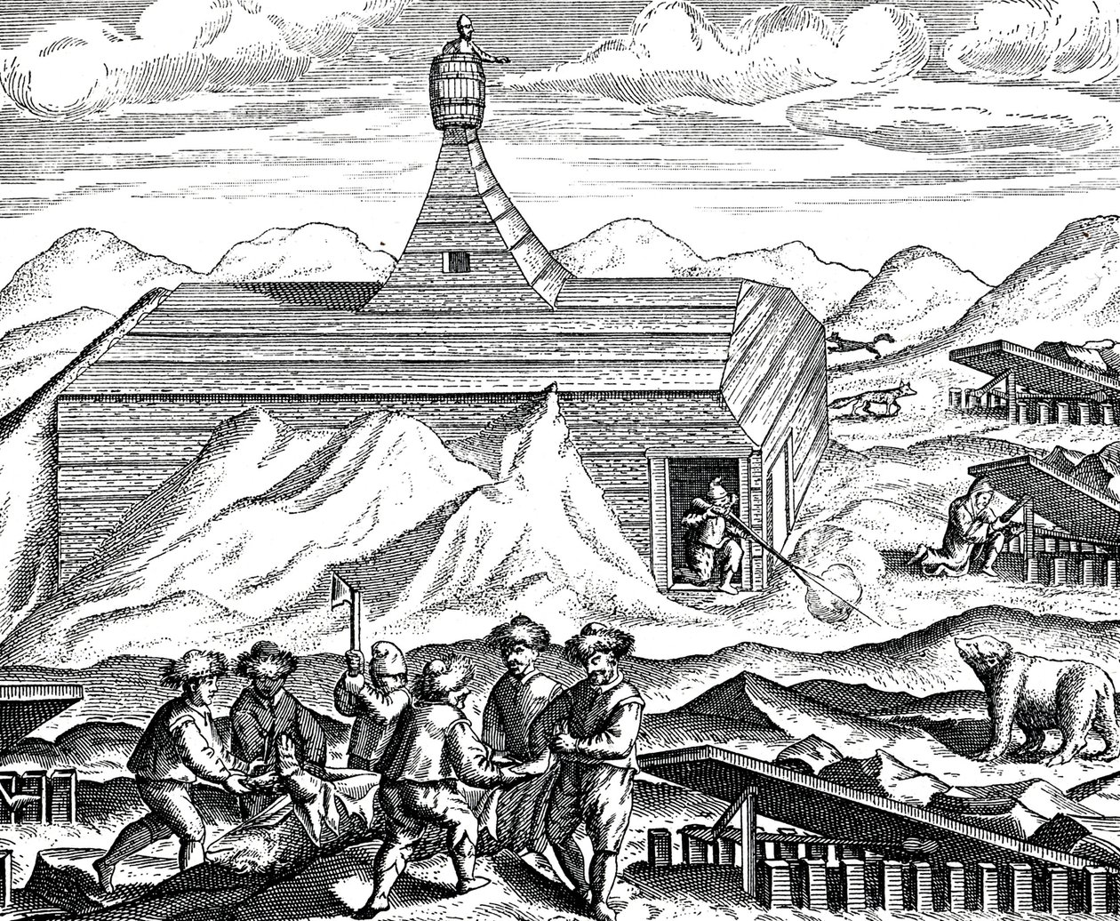 Medve feldarabolása az Északi-sarkon, 1600 körül (metszet) alkotó: Theodor de Bry