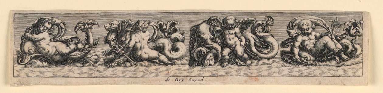 Díszítő panel: Tengeri szörnyek alkotó: Theodor de Bry