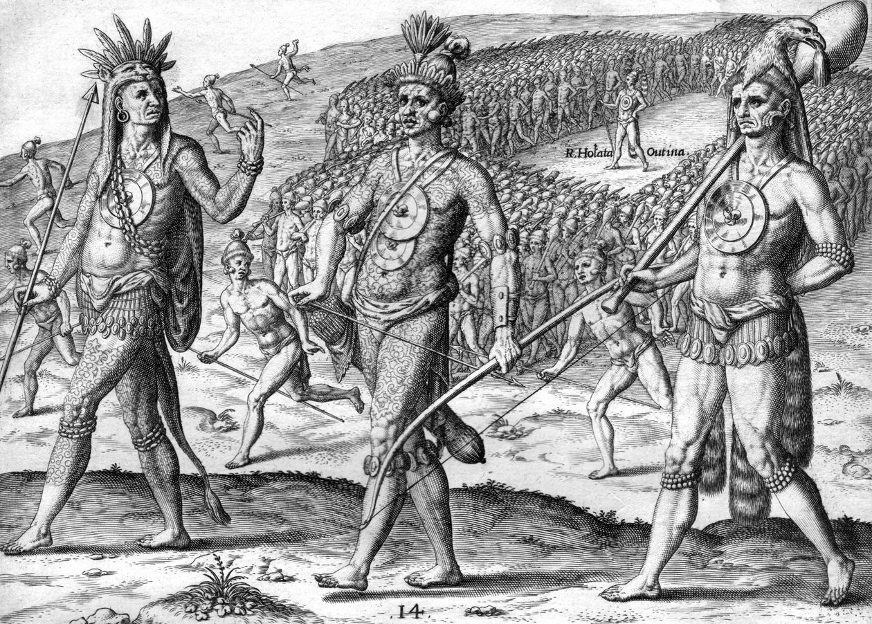 Indiai potano Utina és csapatai alkotó: Theodor de Bry