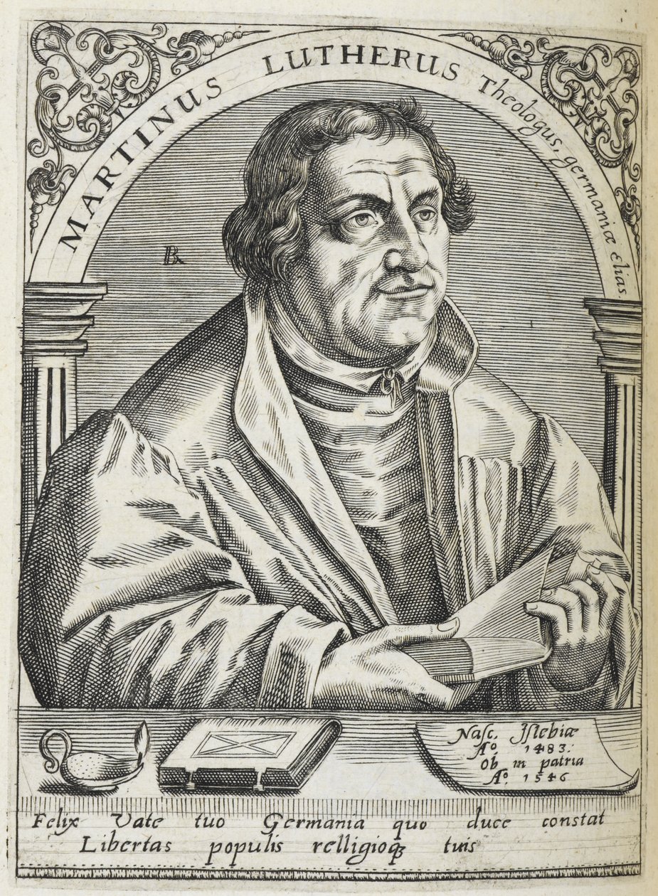 Luther Márton. (1483-1546). Német vallási reformátor, a reformáció megalapítója. Portré. alkotó: Theodor de Bry