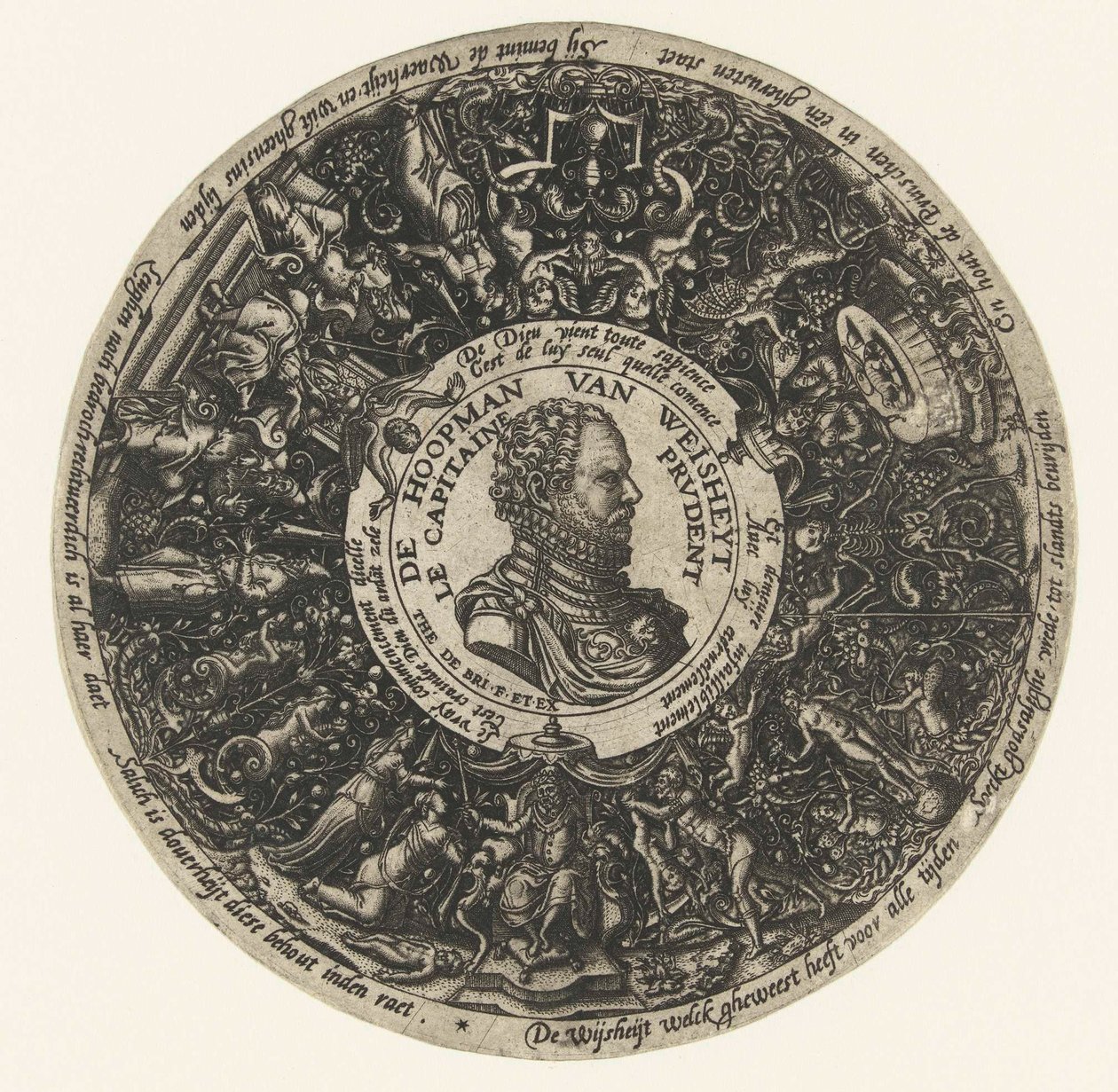 Medalion Theodor de Bry, a bölcsesség kapitányának mellképével, 1577 körül - 1578 körül. alkotó: Theodor de Bry