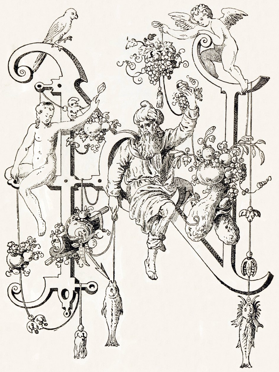 N - El sabio Natham - T. de Bry ábécéje (új művészi ábécé) alkotó: Theodor de Bry