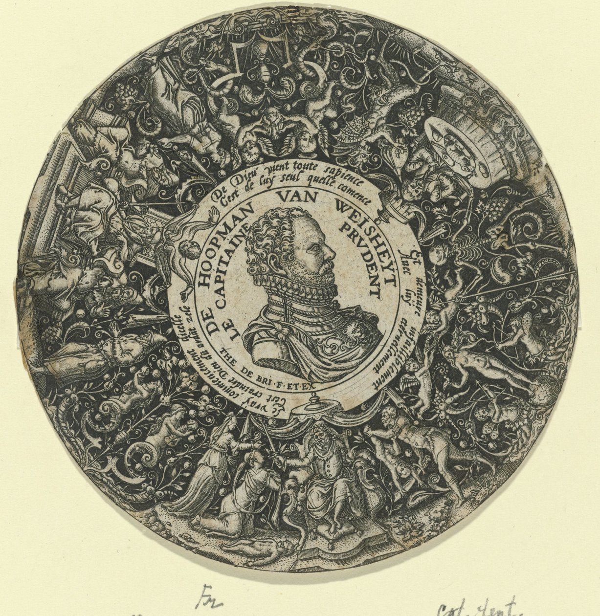 I. Vilmos, Orange hercegének portréja De Hoopman van Weisheyt / Le Capitaine Prudent (cím az objektumon) alkotó: Theodor de Bry