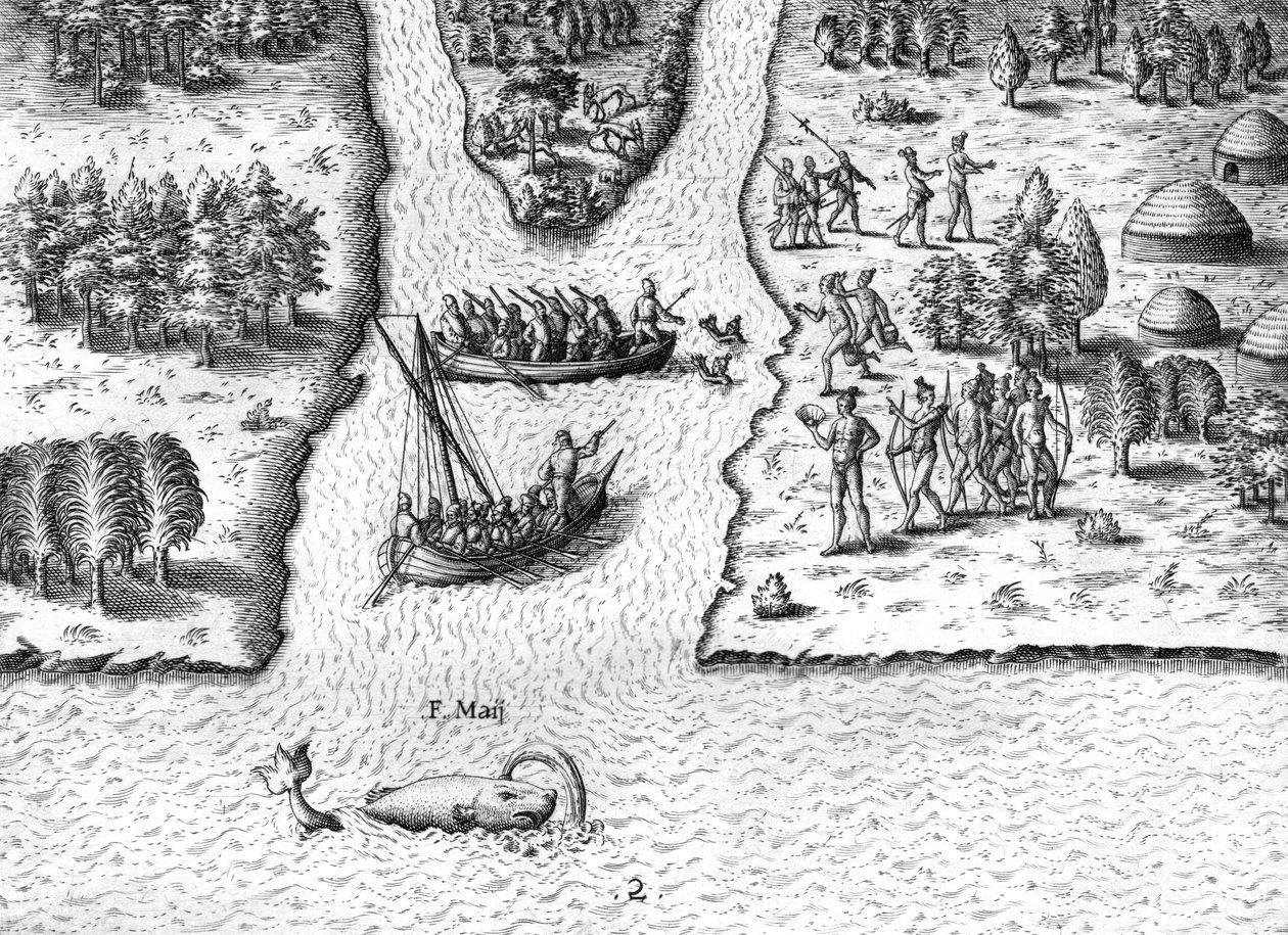 A francia vitorlák a május folyón alkotó: Theodor de Bry