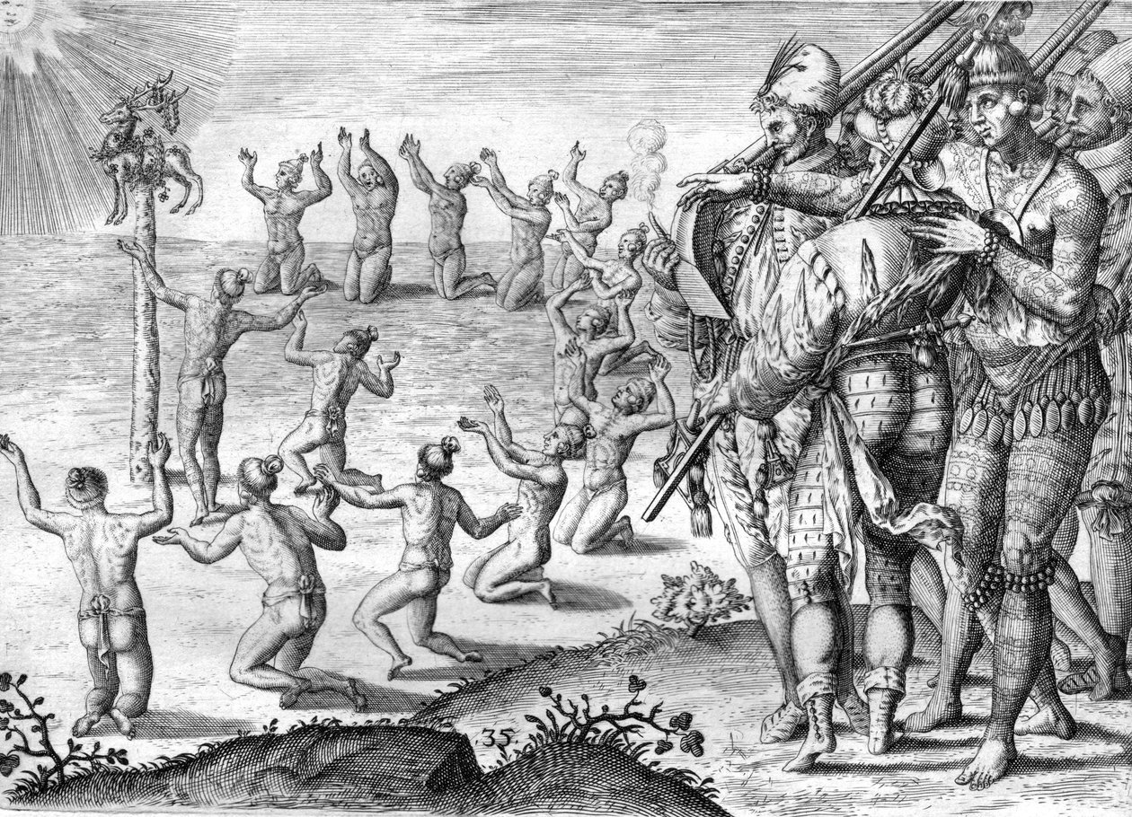 Timucua indiánok törzse alkotó: Theodor de Bry