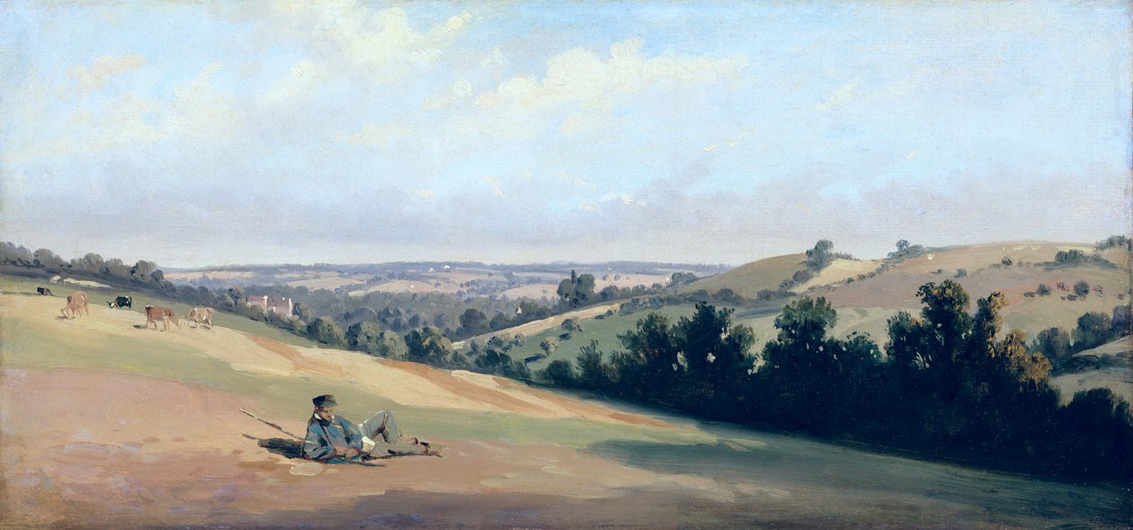 Fiatal férfi fekve a mélyben, 1833-35 körül (olaj, papír) alkotó: Theodore Caruelle d Aligny