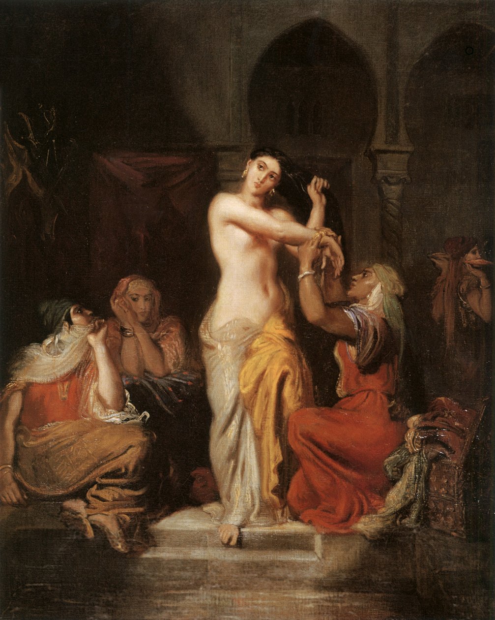 Mór nő elhagyja a fürdőt a szerájban, 1854, olaj, vászon alkotó: Théodore Chassériau