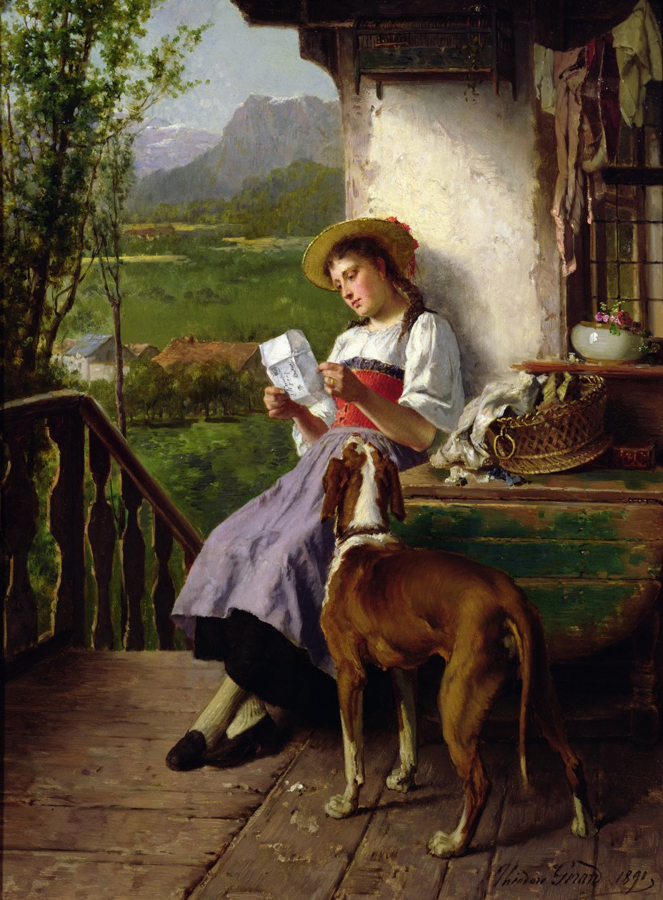 Levelet olvasó lány, 1891 alkotó: Theodore Gerard
