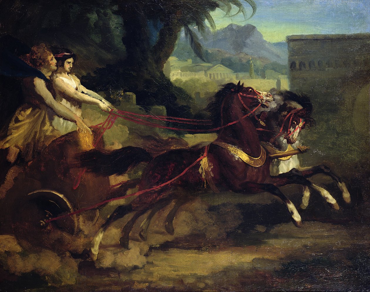 Ősi szekérverseny, Carle Vernet festménye után alkotó: Theodore Gericault