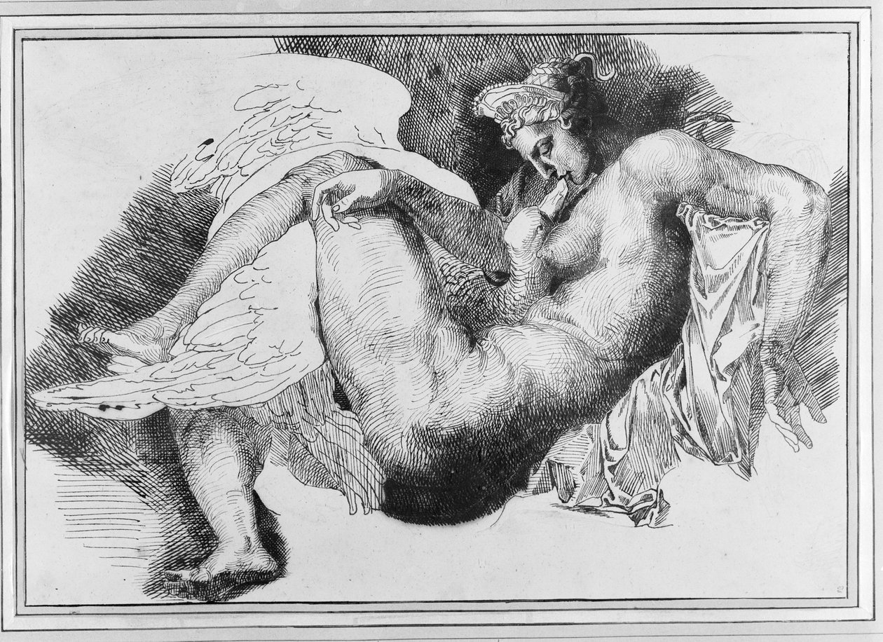 Leda, Michelangelo Buonarroti (1475-1564) rajza nyomán 1822 alkotó: Theodore Gericault