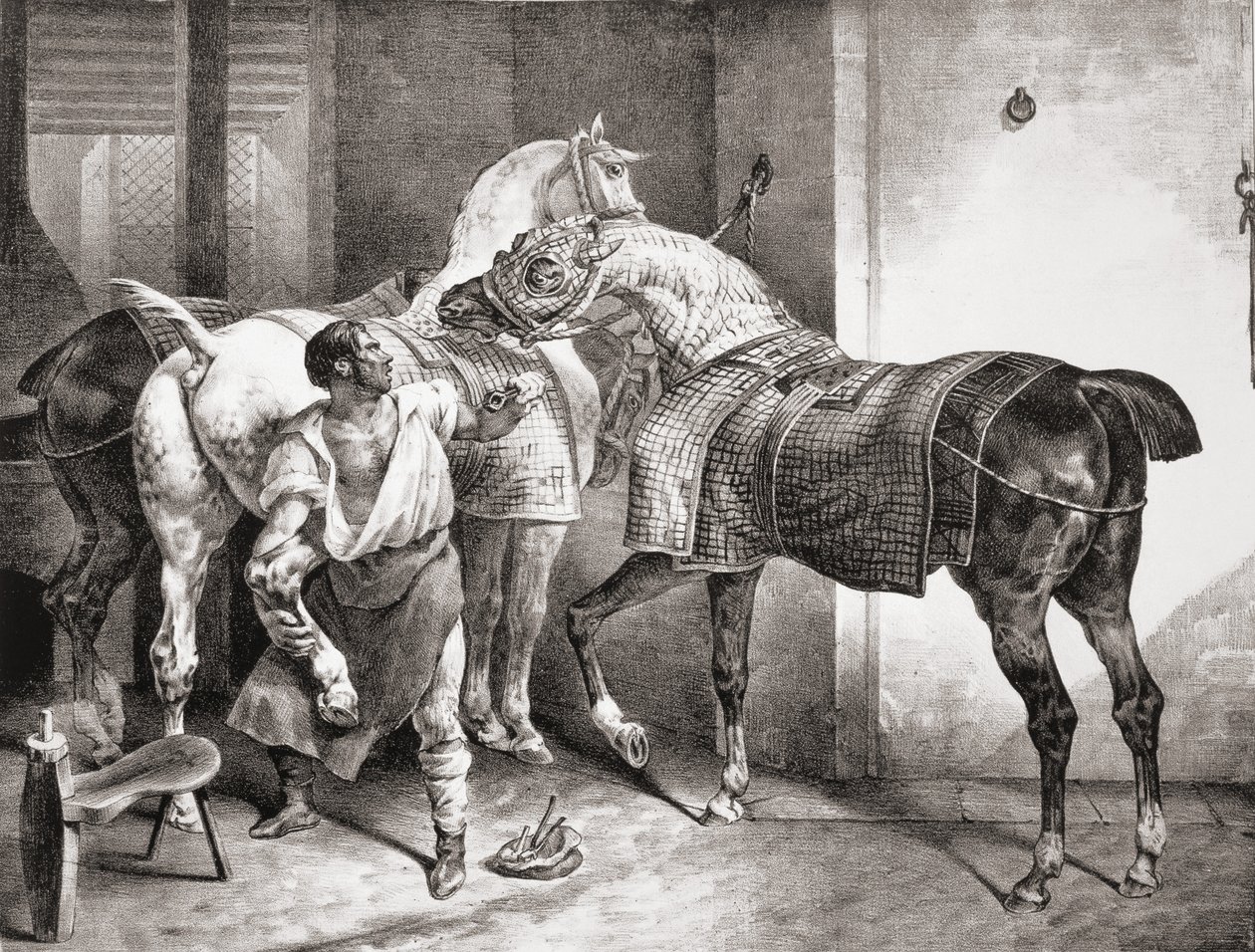 A patkolókovács, az Etudes de Cheveaux-ból, 1822 alkotó: Theodore Gericault