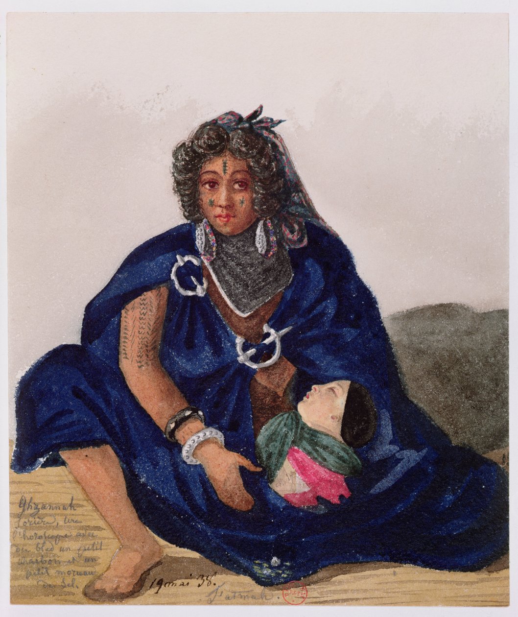 Egy varázslónő, aki kukoricával és sóval mesél a jövőről Ghzannahban, 1835-ben alkotó: Theodore Leblanc
