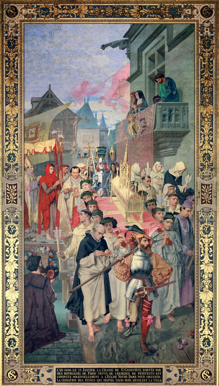 Szent Genevieve ereklyetartó ládájának körmenete 1496-ban (falfestmény) alkotó: Theodore Pierre Nicolas Maillot