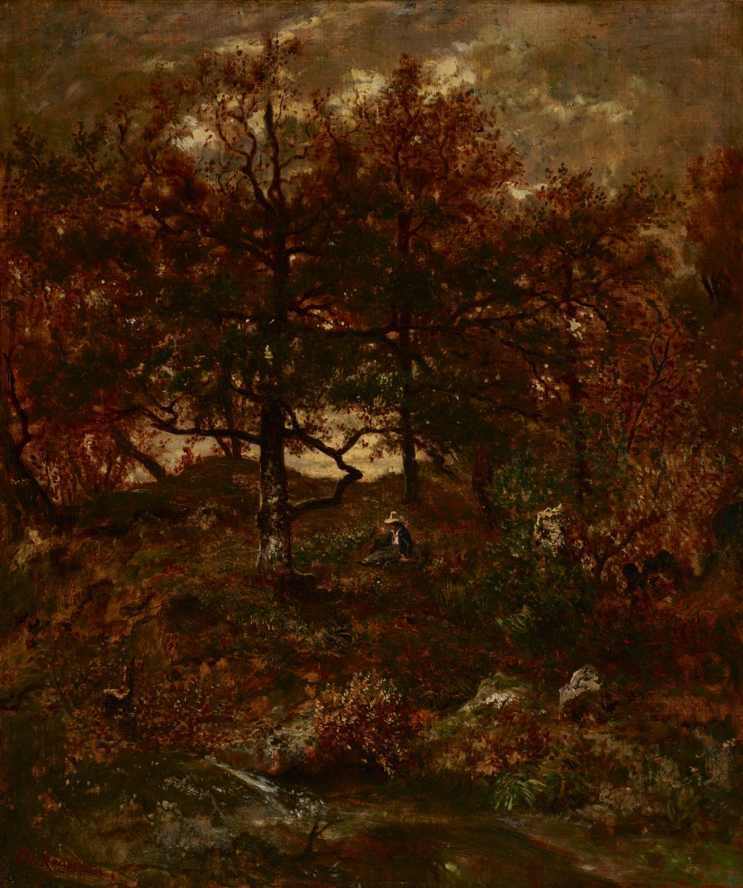 Ősz a St. Jean de Paris -ban, Fontainebleau -i erdőben alkotó: Pierre Etienne Theodore Rousseau