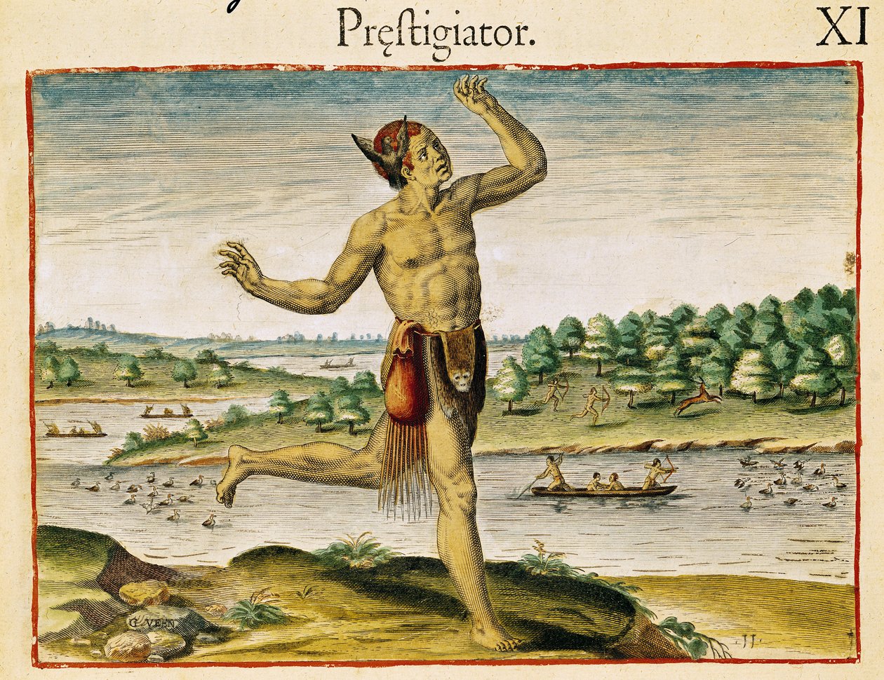 Egy varázsló Virginiából, Theodre de Bry által kiadott Admiranda Narratio... alkotó: Theodore de Bry
