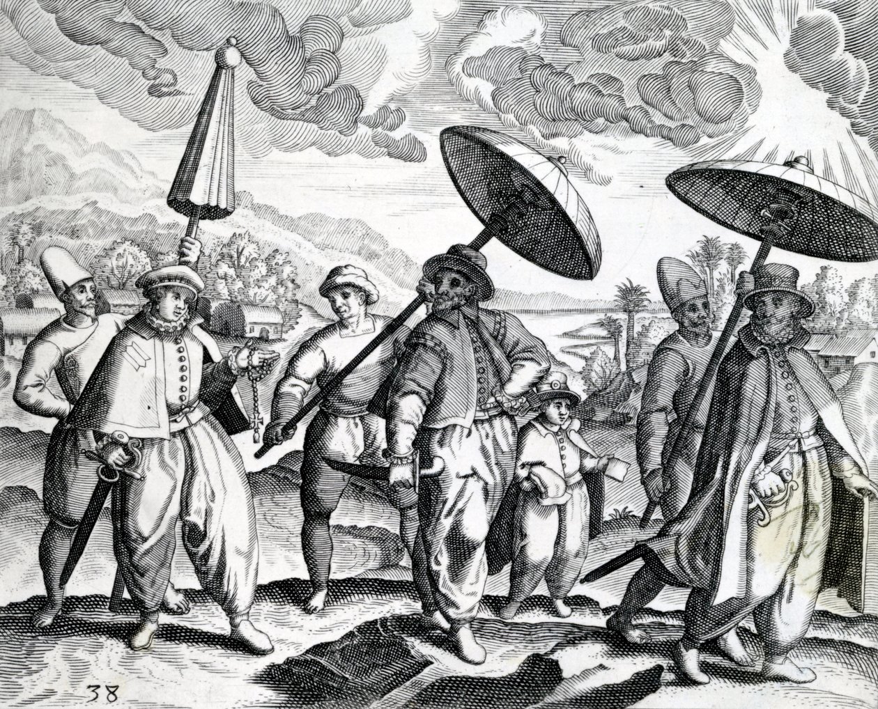 Emberek egy csoportja az „India Orientalis”-ból, 1598 alkotó: Theodore de Bry