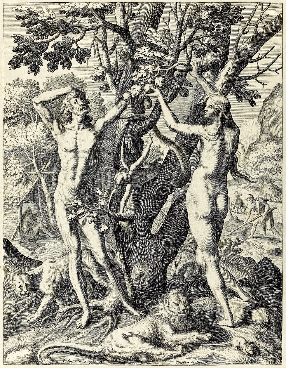 Ádám és Éva az Édenkertben alkotó: Theodore de Bry