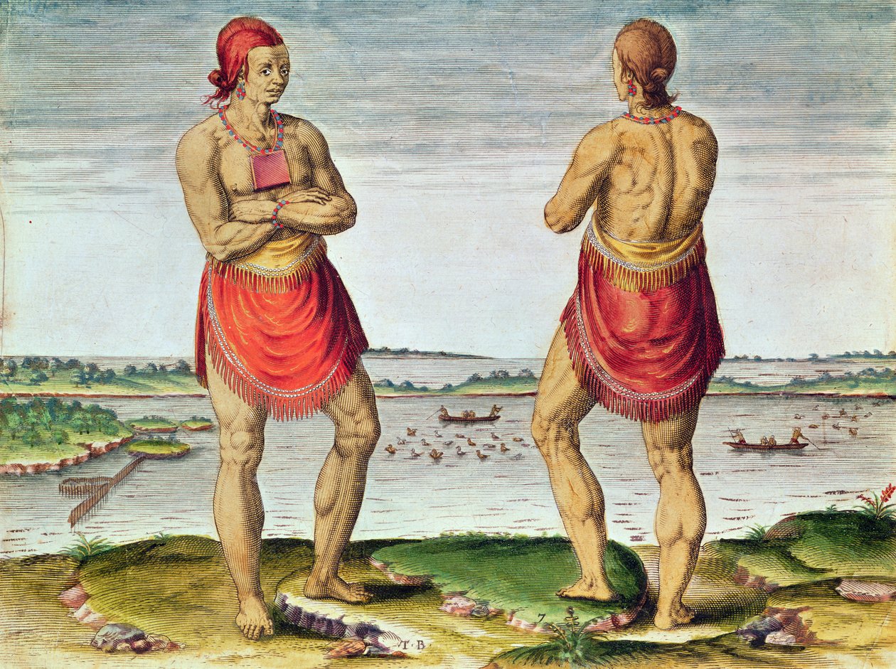 Admiranta Narratio..., Roanoack főnök (57. oldal, 7. tábla), 1585-1588 (színes metszet) alkotó: Theodore de Bry