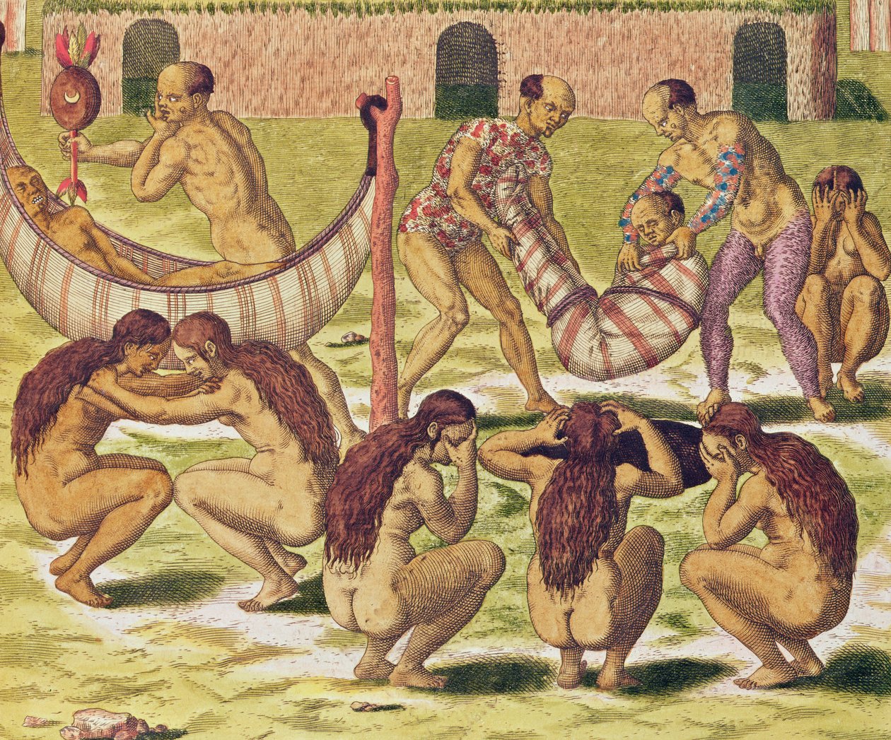 Americae Tertia Pars, Pipo Jep Wasu kiskirály betegen tér haza (371. oldal), 1562 (színes metszet) alkotó: Theodore de Bry