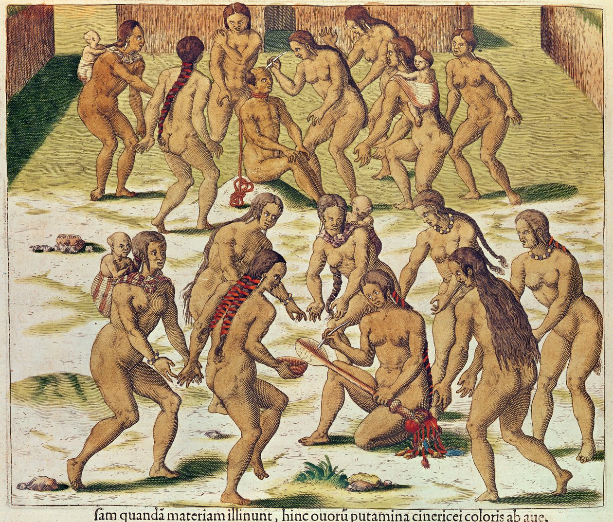 Americae Tertia Pars, hogyan kerültem az ellenség kezébe (346. oldal), 1562 (színes metszet) alkotó: Theodore de Bry