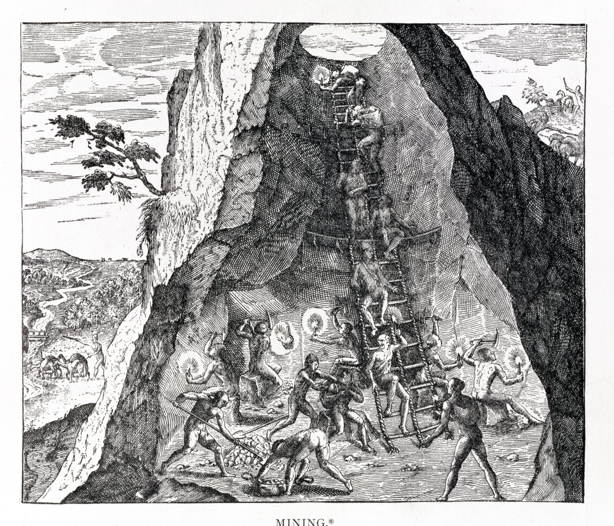 „Mining”, Frankfurt, 1602 (metszet) alkotó: Theodore de Bry