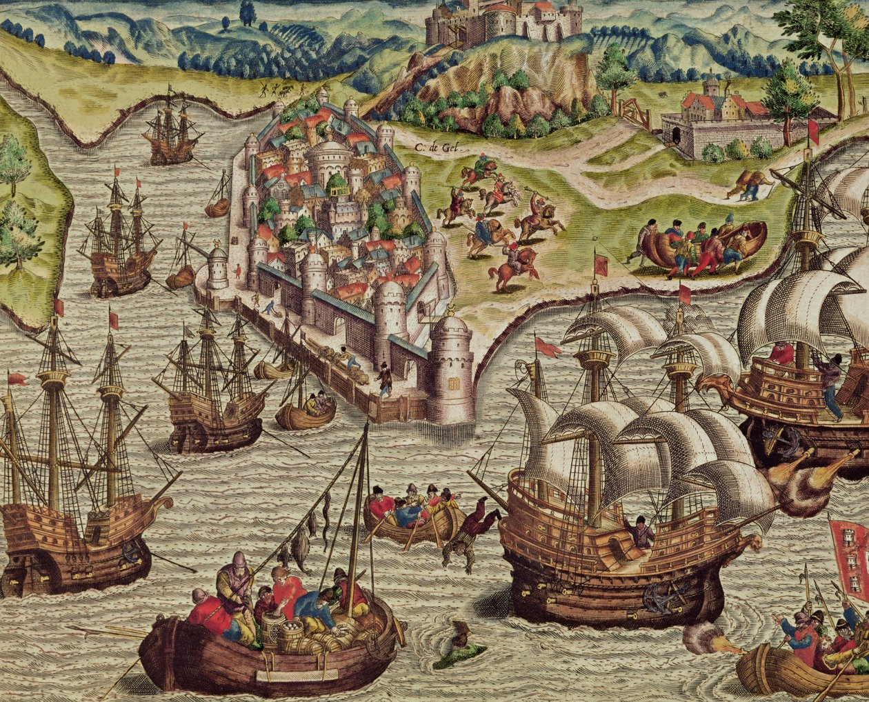 Tengerészeti harc, illusztráció az „Amerika harmadik részéből...”, 1592 alkotó: Theodore de Bry